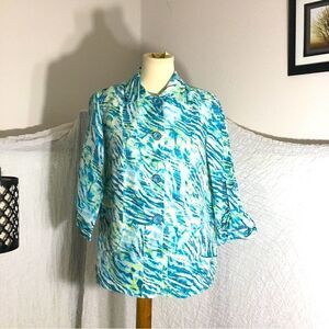 Chico's Aqua Print Size M (1)
